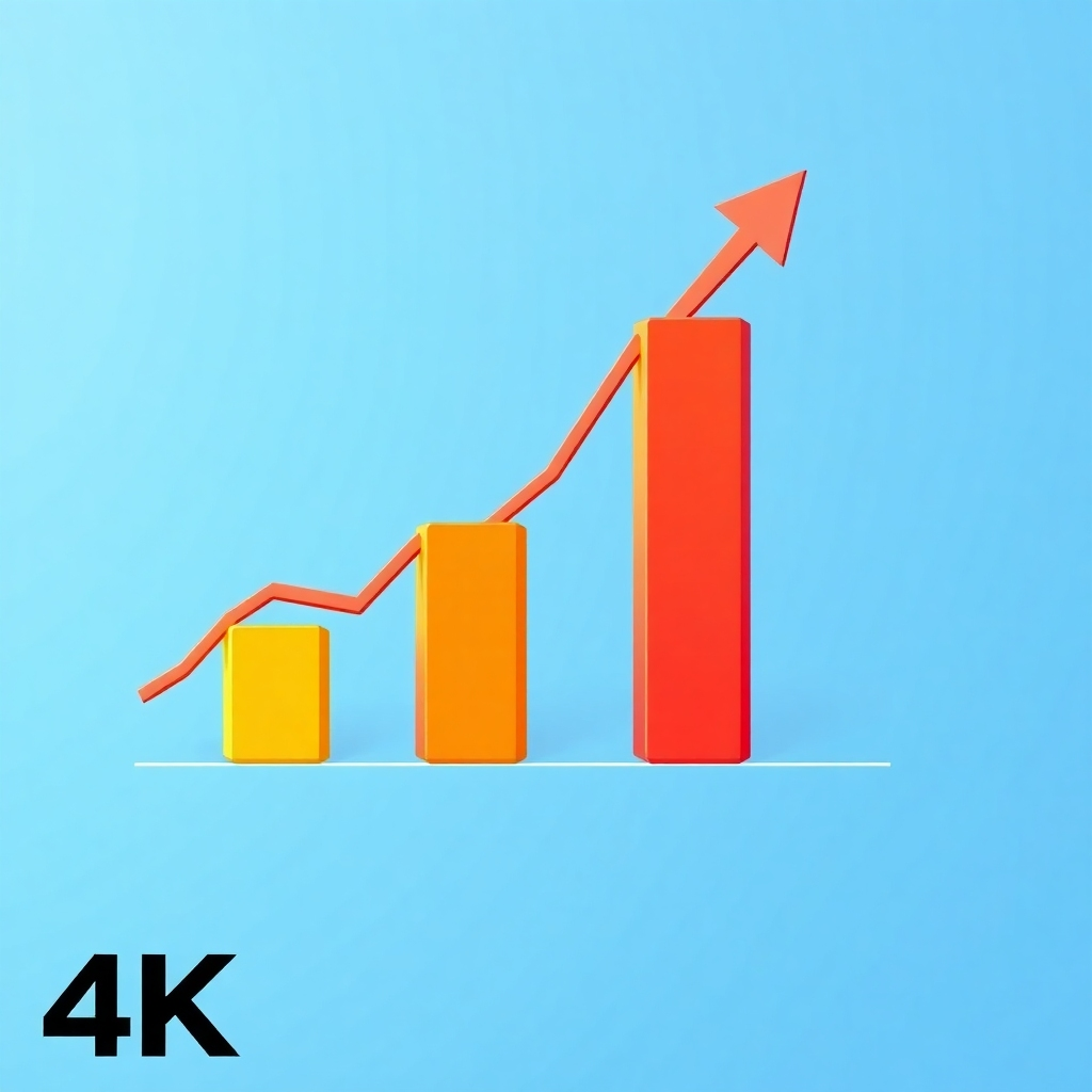 An image showing a visually appealing chart with a clear upward trend, representing sales growth. Use bright, encouraging colors. High-quality image, 4K resolution.