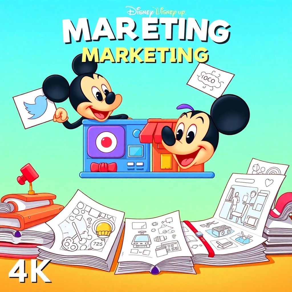 An image showcasing various marketing platforms like social media, online stores, and print ads, creatively combined with coloring book pages. Use vibrant and attention-grabbing colors. High-quality image, 4K resolution. Style: Creative and engaging infographic.