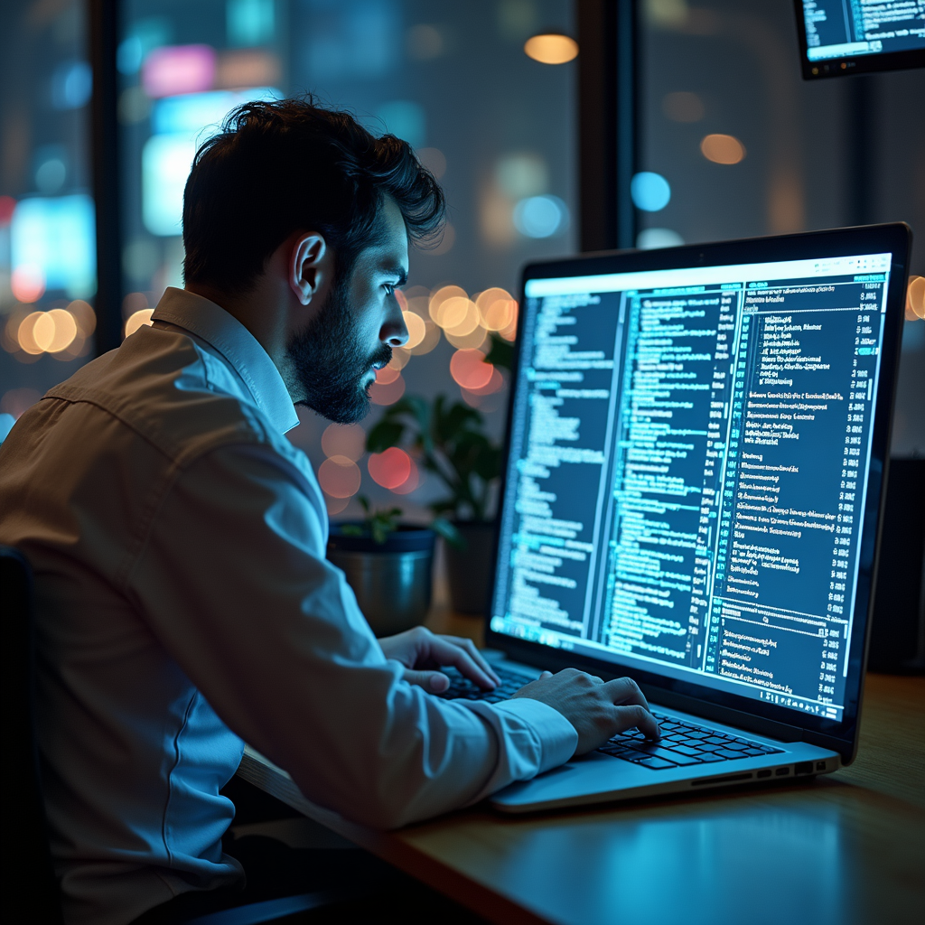 Create a photorealistic image depicting a magnifying glass hovering over the Google search engine interface, revealing a hidden layer of code and financial symbols. The scene should be dimly lit, with a spotlight shining on the area under the magnifying glass, emphasizing the hidden nature of the loophole. The background should be blurred and abstract, representing the complexity of the Google platform. Use a shallow depth of field to draw focus to the magnifying glass and the revealed code. The overall style should be mysterious and intriguing, hinting at a valuable secret waiting to be discovered.