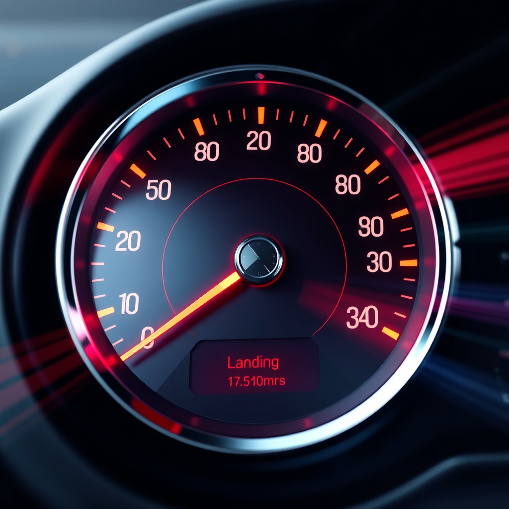 Create a stylized image of a speedometer rapidly increasing, symbolizing the speed of alternative lending. Use vibrant colors and a sense of motion. Render in 4k.