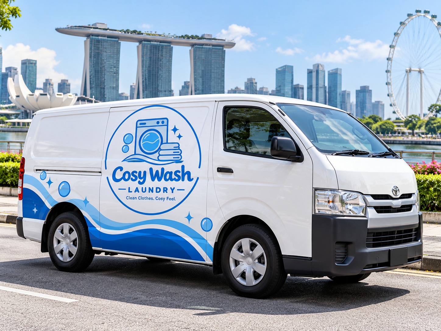 Cosy Wash Laundry delivery van with company logo