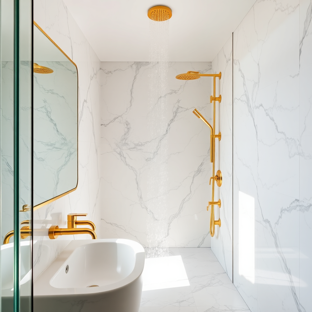 Modern clean bathroom plumbing