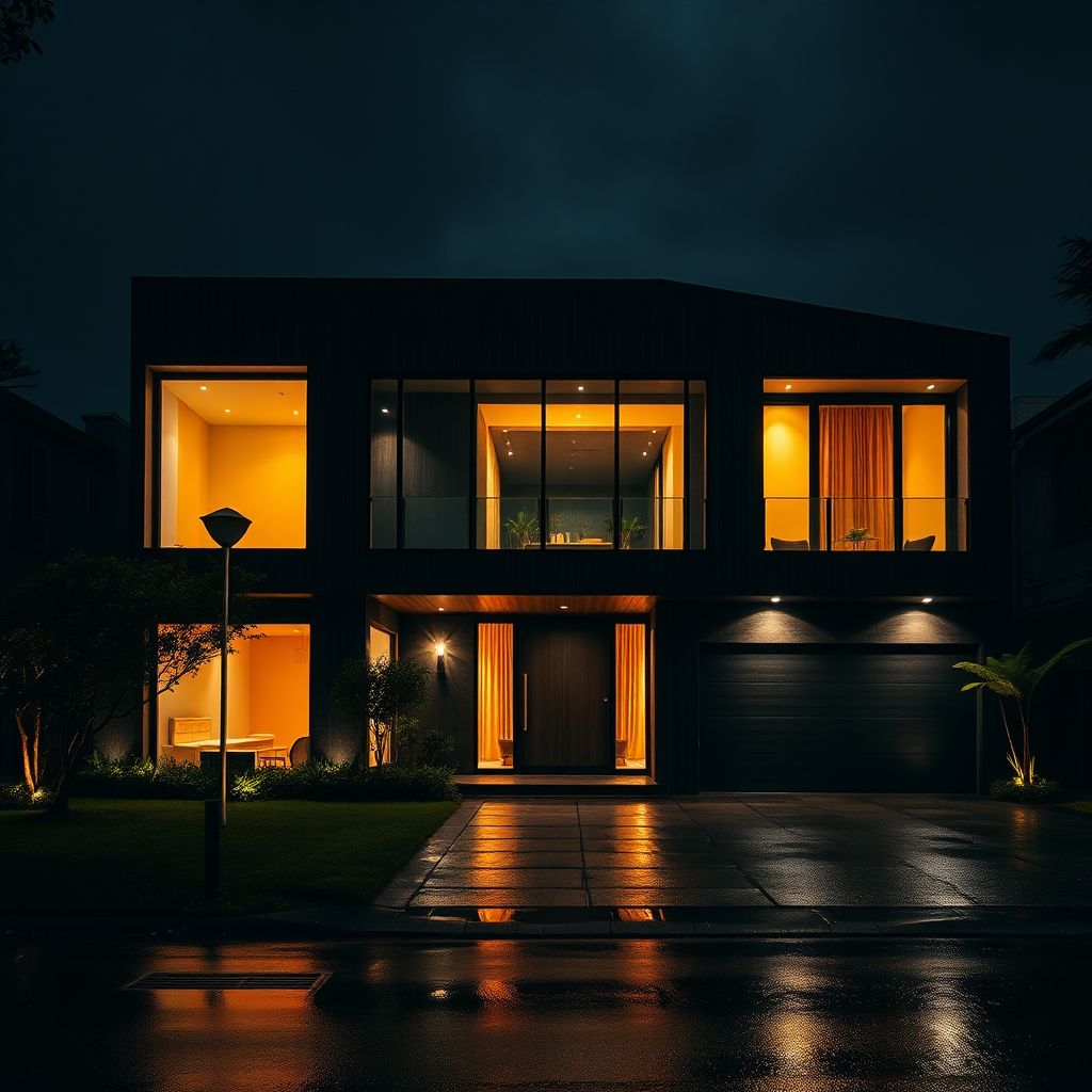 Luxury landed home at night