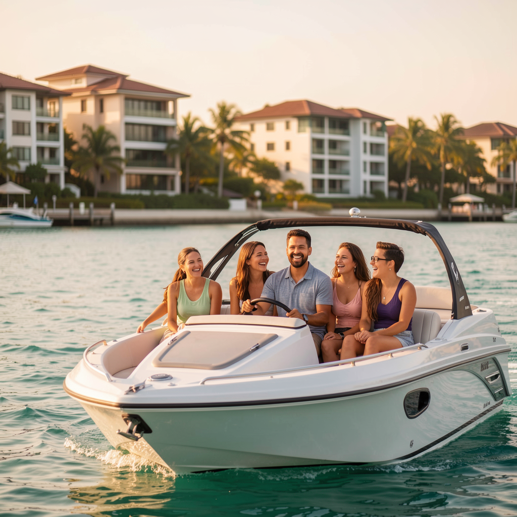Self-drive boating around Sentosa Cove