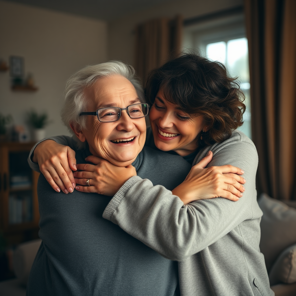 Family embracing warmly