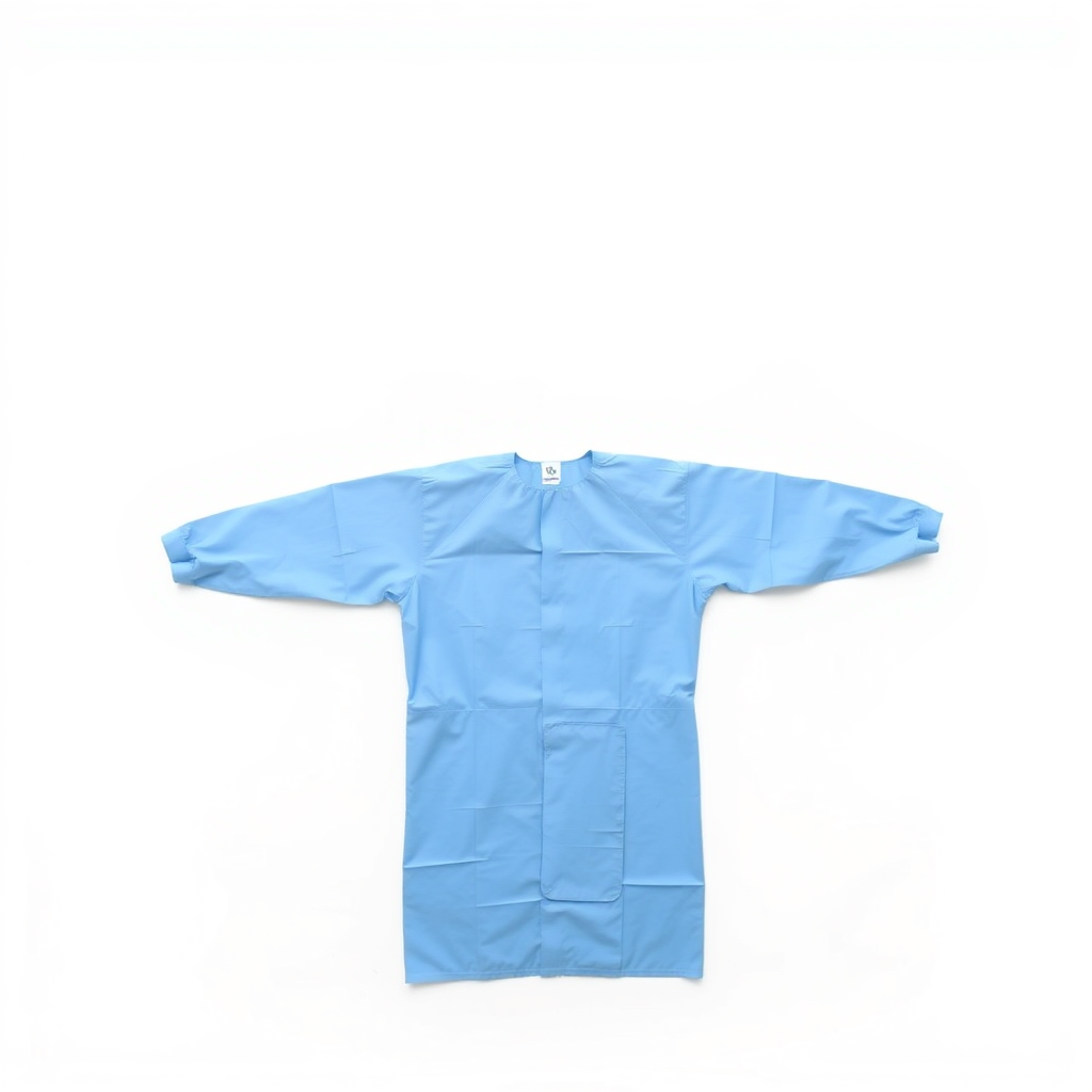 Blue disposable medical gown