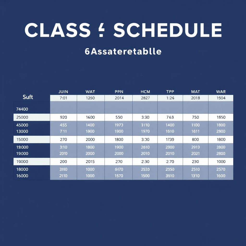 Detailed weekly class schedule