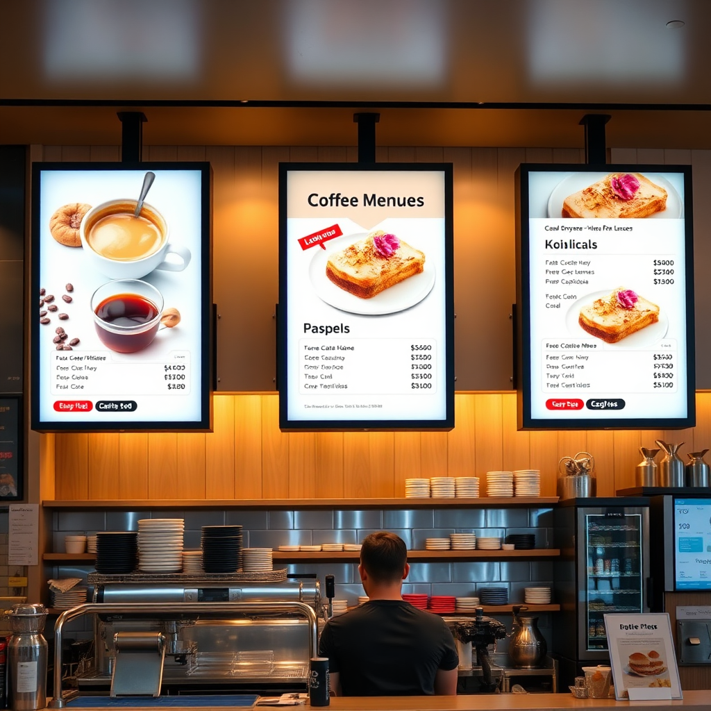 Digital Menu Boards in a cafe