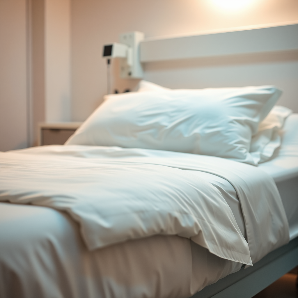 Crisp hospital bedsheets