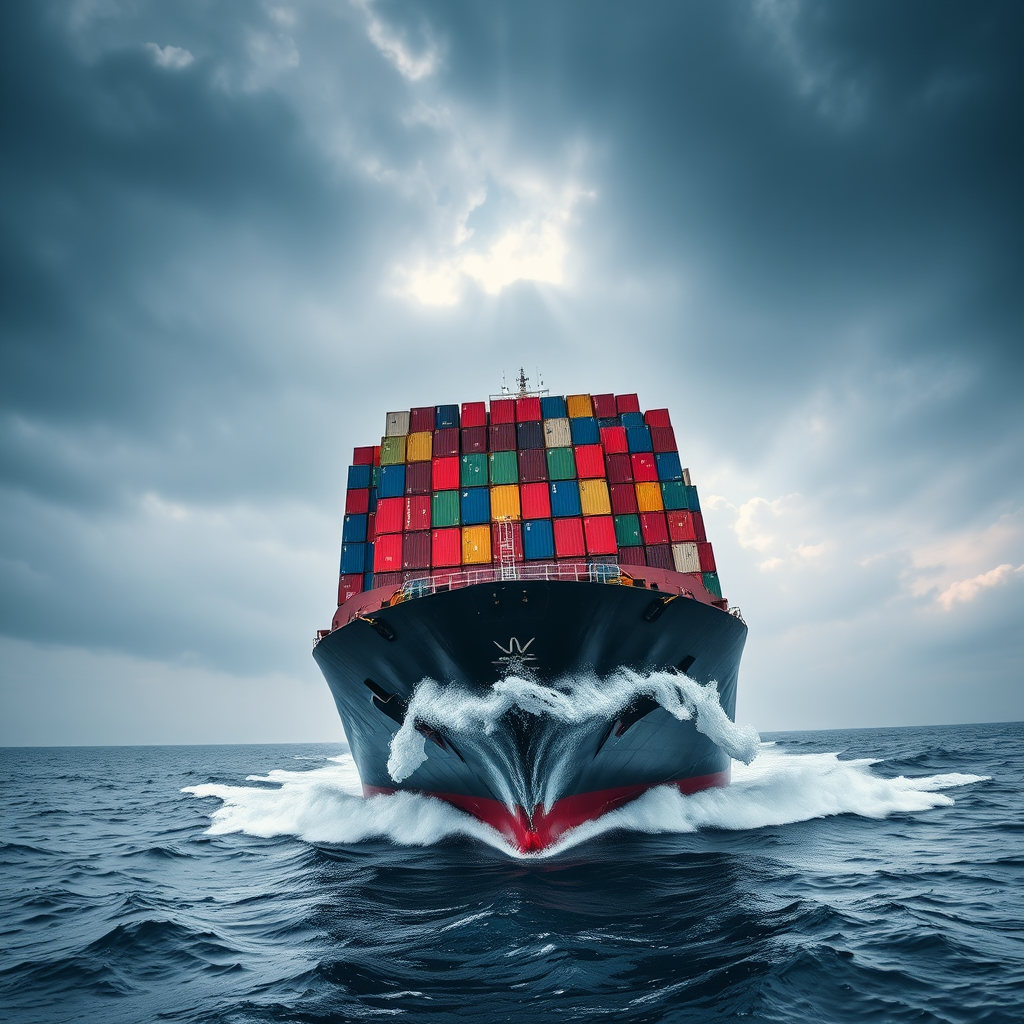 Container vessel at sea