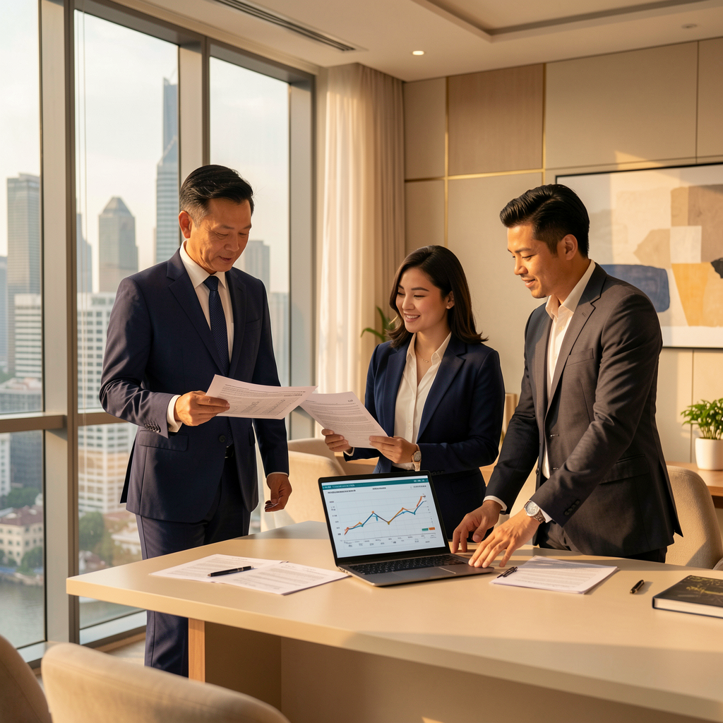 Business advisor consulting with SME owners