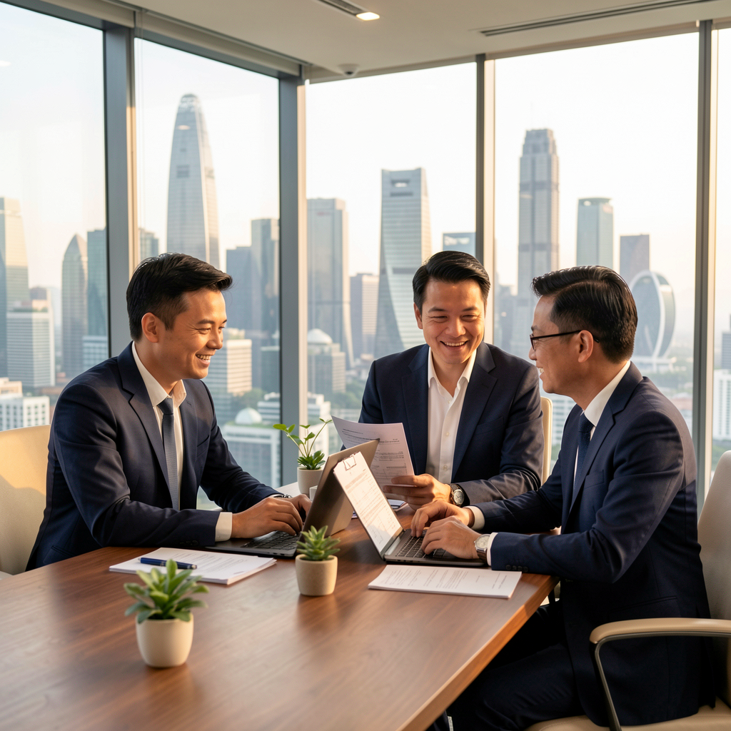 Singapore SME owners in financial consultation