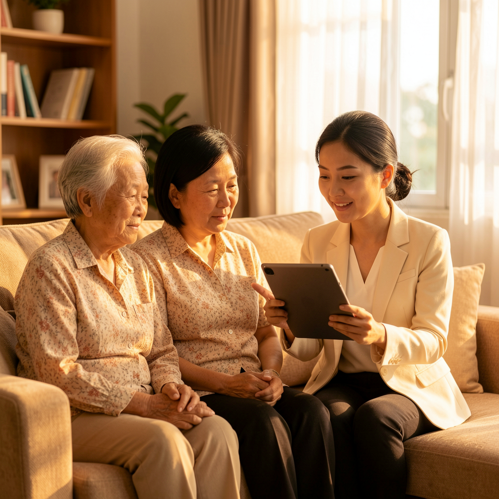 Calm family with a consultant