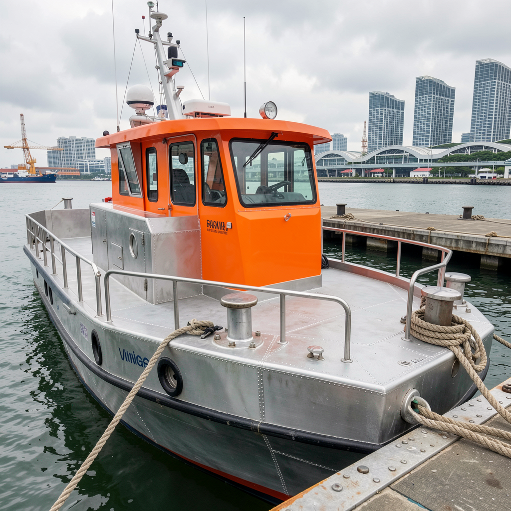 Aluminium workboat at Singapore jetty