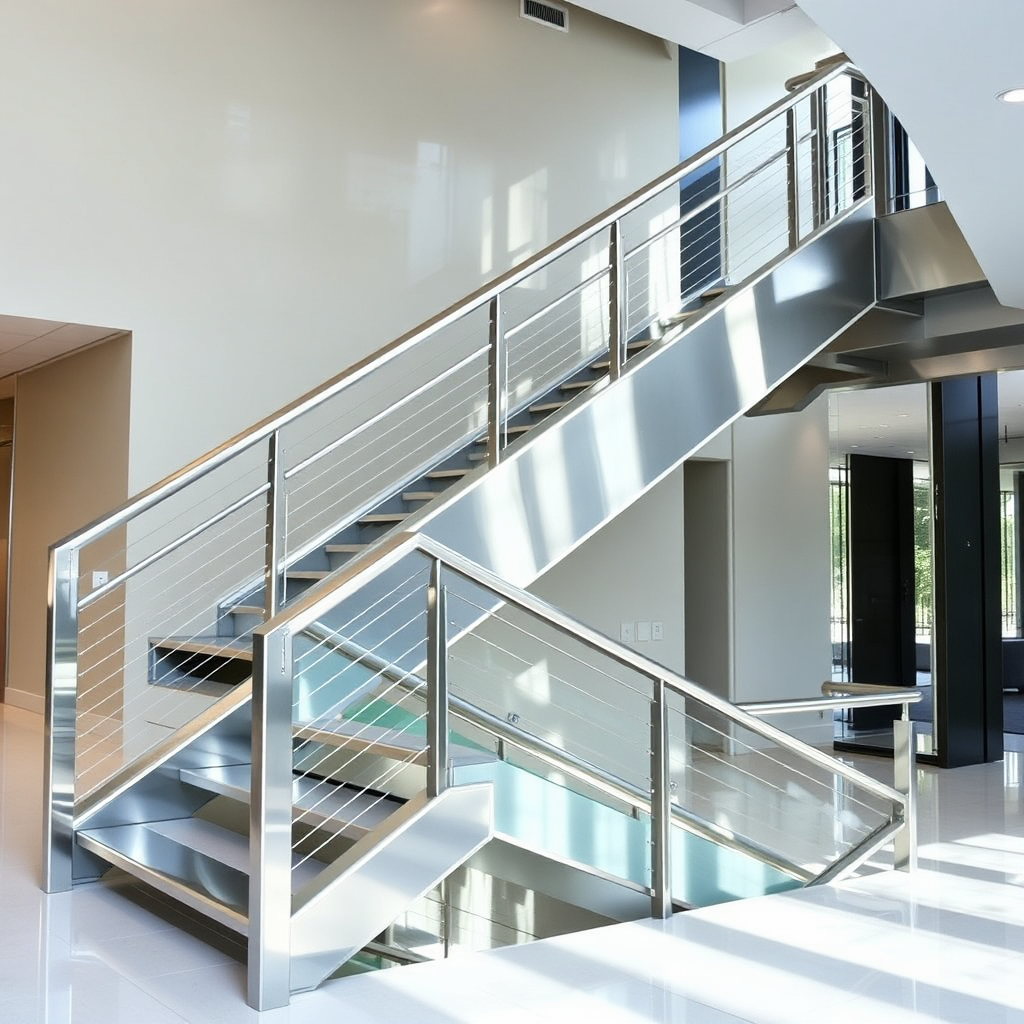 Architectural metal staircase
