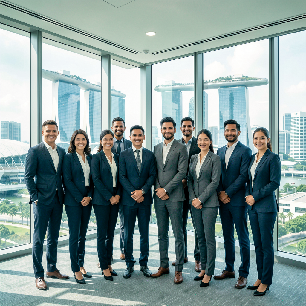 Diverse professional team in Singapore office
