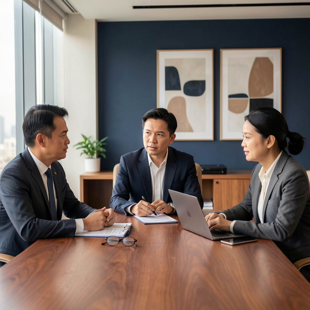Singapore business directors in strategic discussion