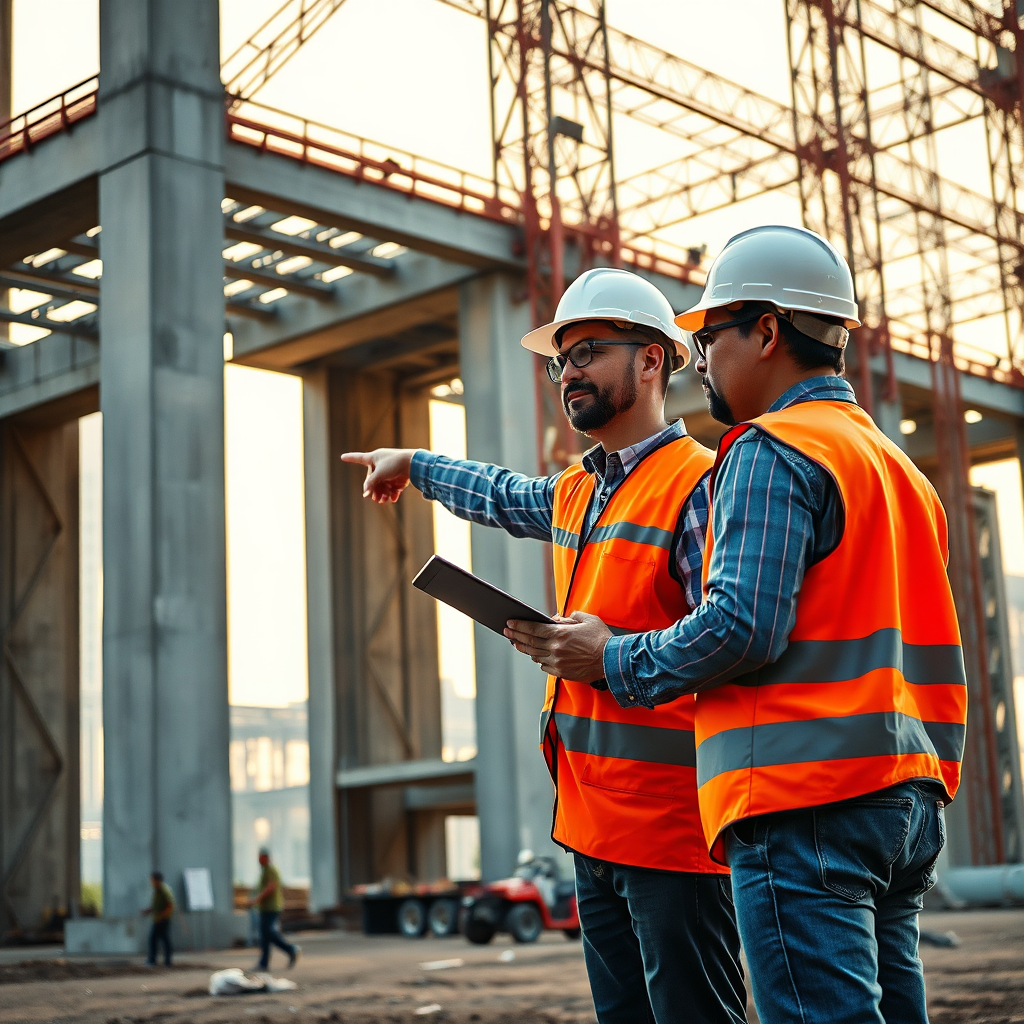 Engineers on construction site