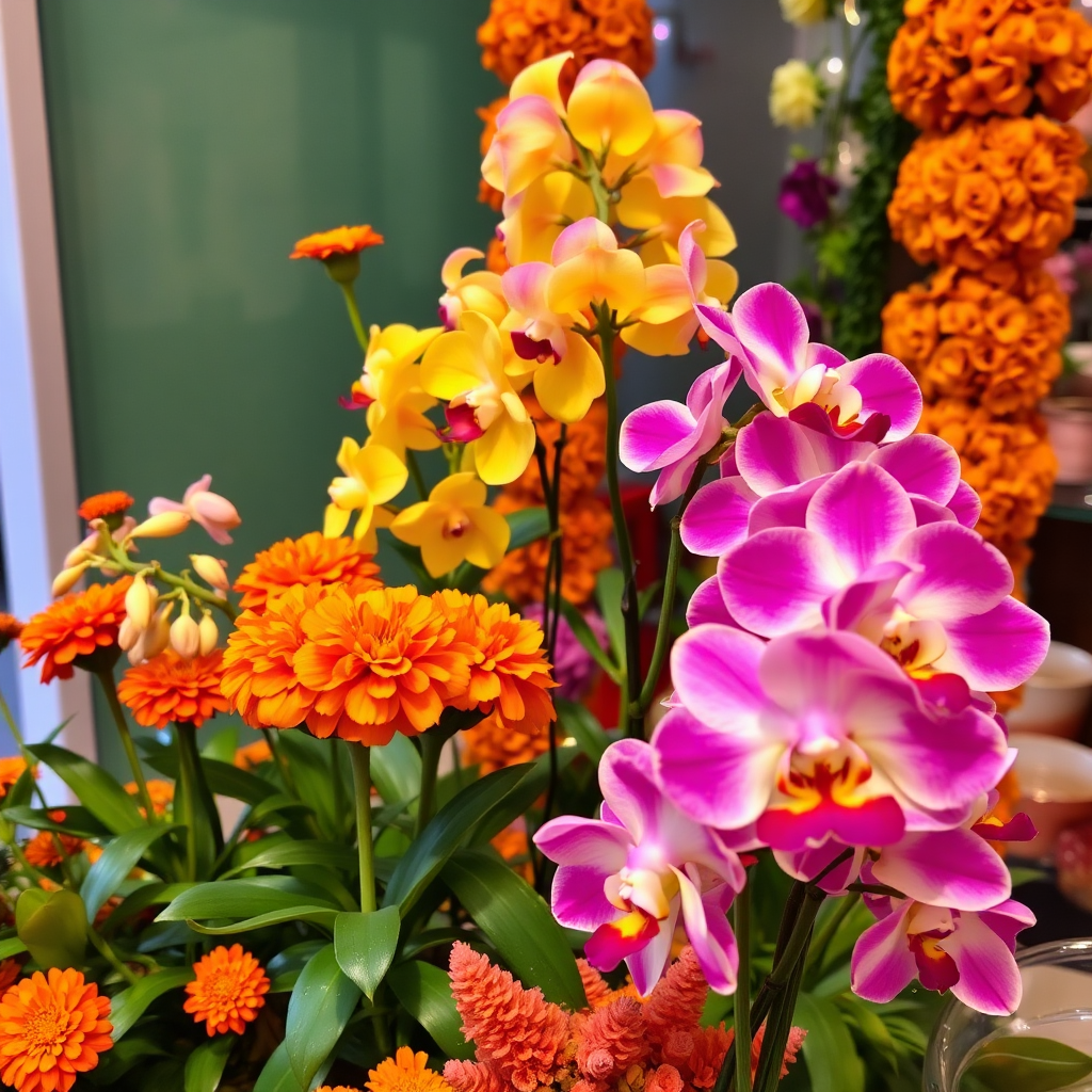 Festive bright orchids