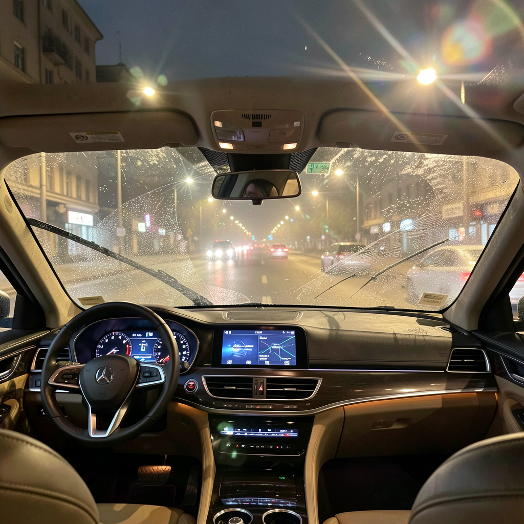 Before windshield restoration