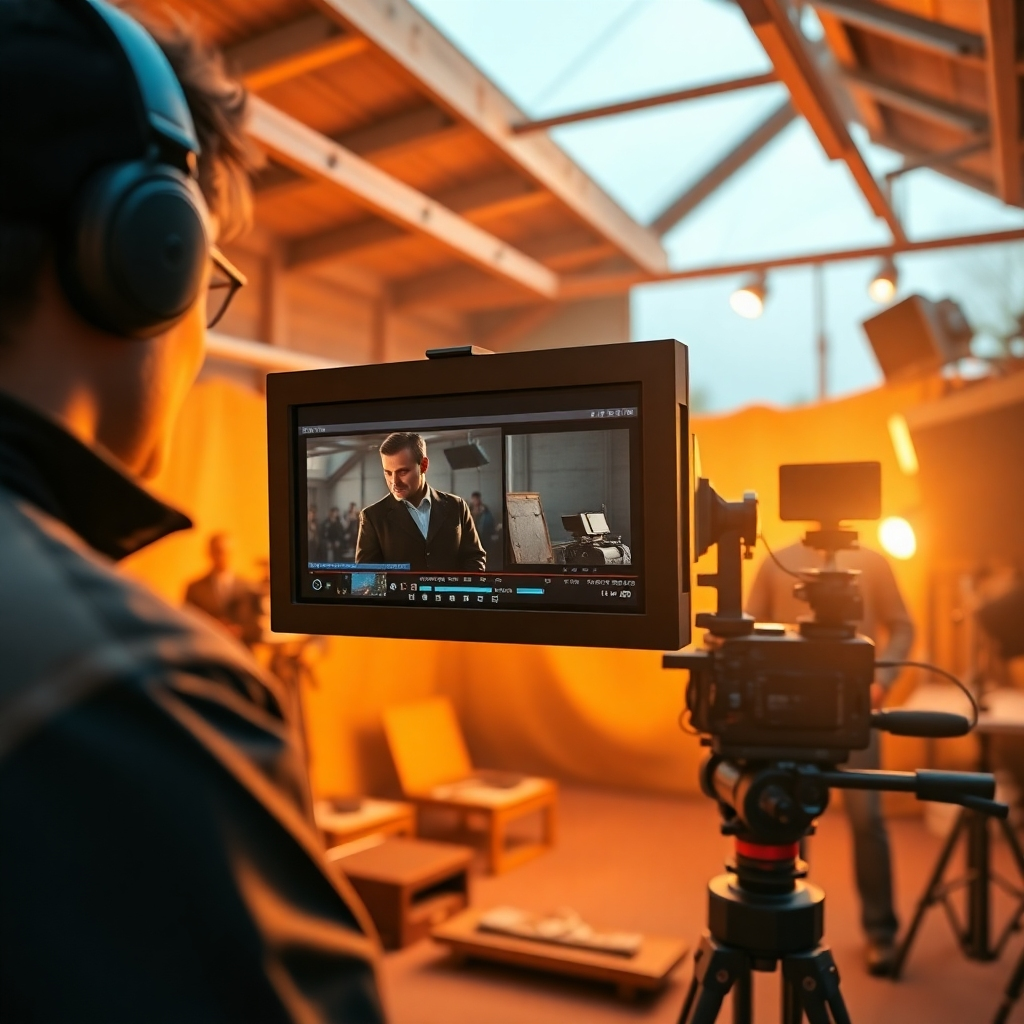 Create a photorealistic image depicting high-quality video footage, perhaps a close-up of a product or person, with excellent lighting and detail. The lighting should be bright and even, accentuating textures and details. The colors should be rich and saturated, with natural tones and a balanced contrast. The camera angle and composition should be professionally done. The textures should be highly detailed and realistic, showcasing the sharpness and clarity of the footage. The environment and props should be relevant to the content. The style should be clean, professional, and aesthetically pleasing.