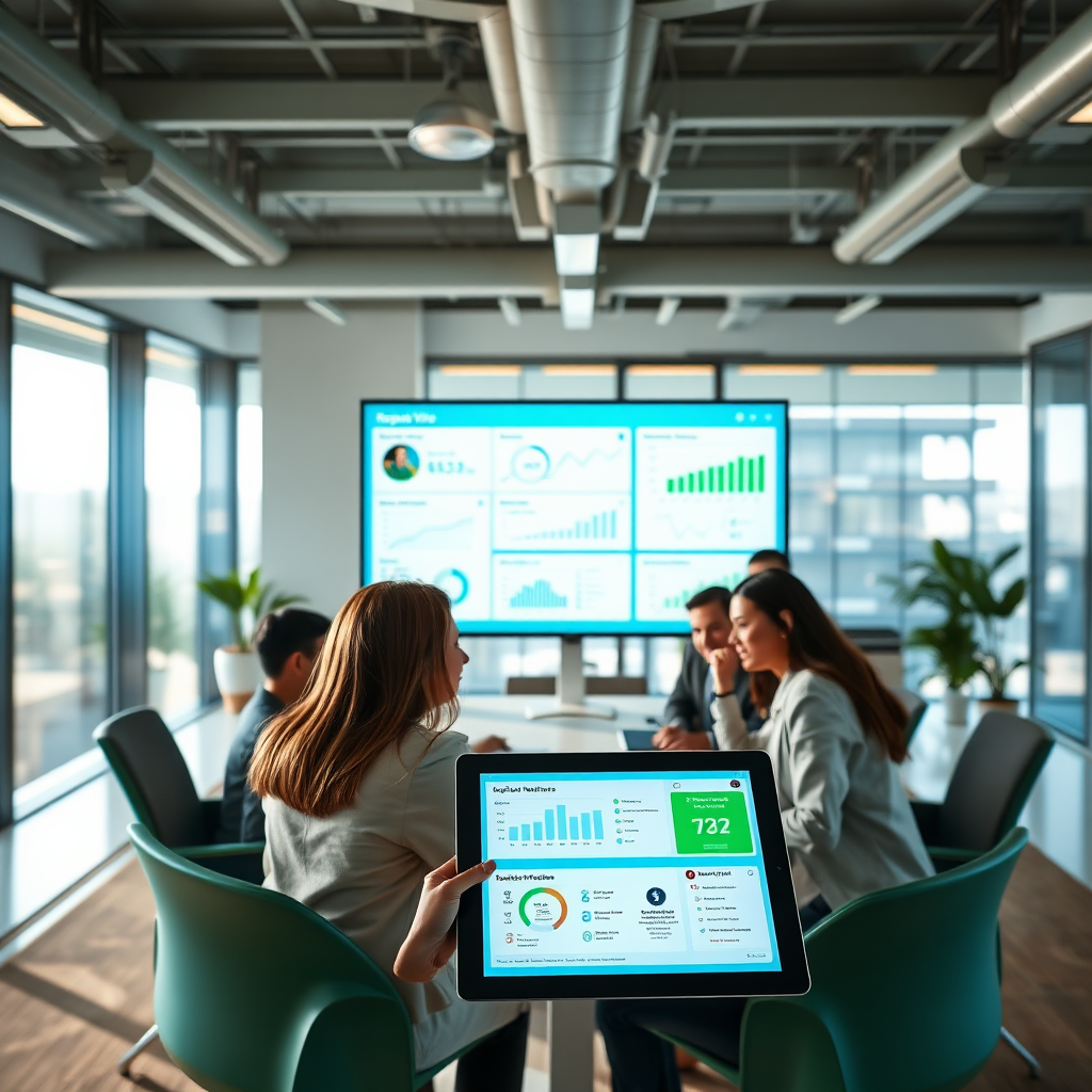 A brightly lit, modern office space showcasing diverse professionals collaborating around a large monitor displaying positive online reviews and analytics dashboards. The atmosphere is energetic and confident, with subtle branding elements of 'Reputable VIP'. Focus on clean lines, vibrant colors (blues, greens, and whites), and natural lighting to convey transparency and trustworthiness. Include subtle UI elements reflecting feedback pages and review tools on a tablet in the foreground. The composition should be balanced, drawing the eye towards the monitor and the collaborative team. Shot with an 8K resolution camera for hyperrealistic detail, with a shallow depth of field to emphasize the team and the positive results displayed.