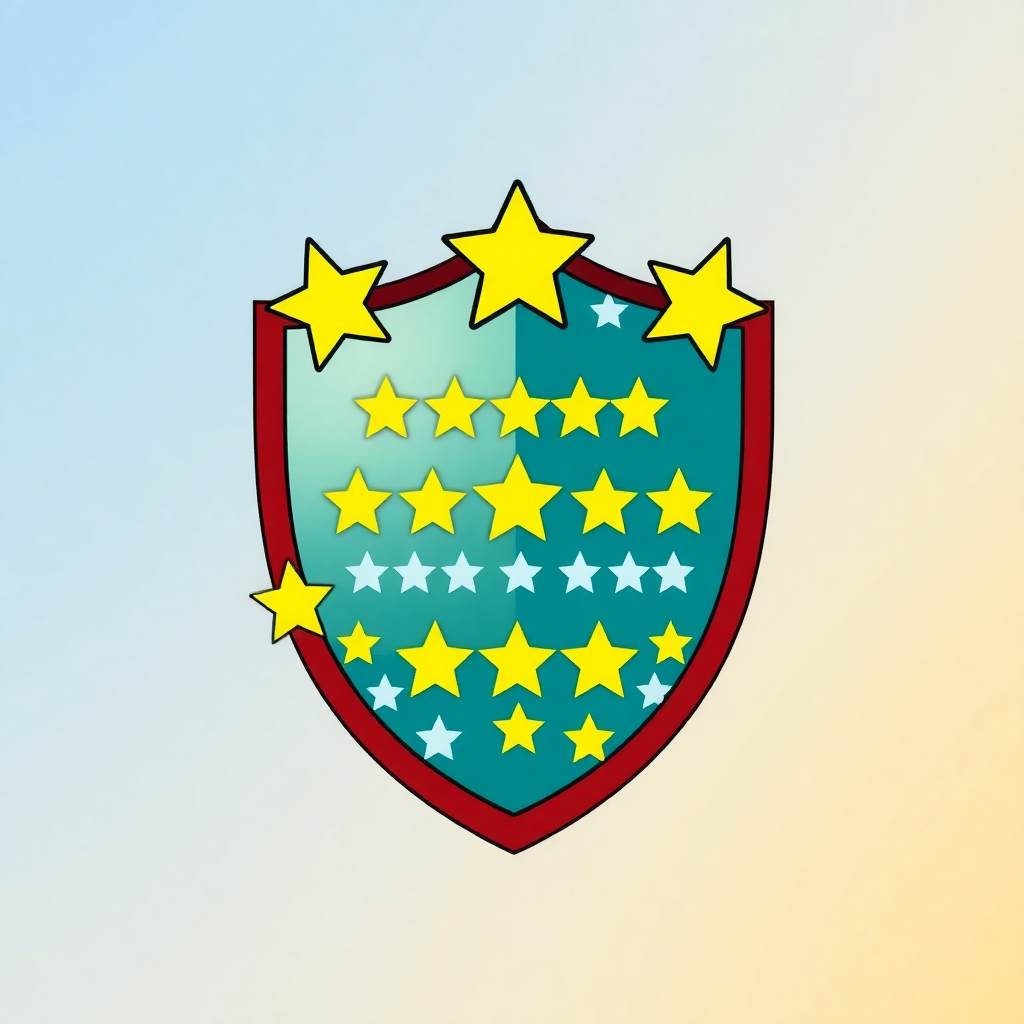  A stylized image depicting a shield composed of positive reviews and ratings, symbolizing the protection and enhancement of a business's online reputation. Employ a vibrant color scheme with a bold shield graphic. The style should be modern and impactful, with a focus on visual metaphors.