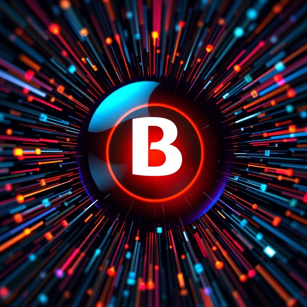  An abstract image depicting a business logo radiating outwards, impacting search engine results pages and social media feeds. Use bright, eye-catching colors and dynamic lighting to convey the idea of increased visibility. 4k resolution.