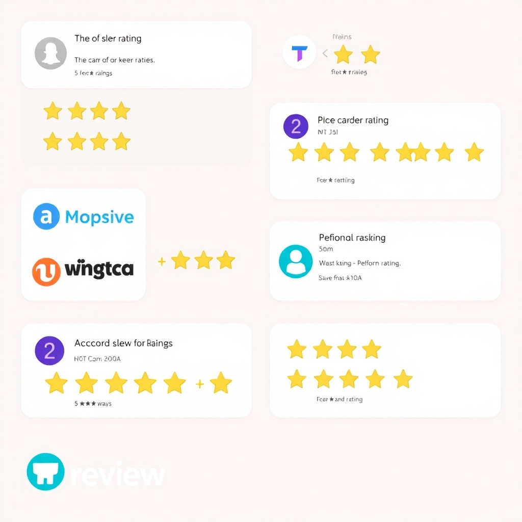 An image showing various online review platforms, each showing positive ratings and reviews. The style should be clean and visually appealing. Focus on the brand logos for visual appeal.