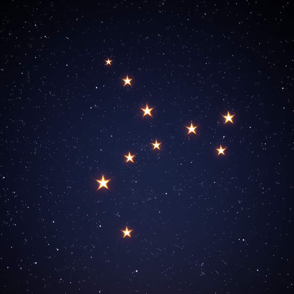 Create a photorealistic image of a constellation in the night sky, with the stars forming positive customer reviews. Each star represents a review, glowing brightly. The overall composition conveys a sense of wonder and reliability. A warm, inviting color palette reinforces the feeling of trust.