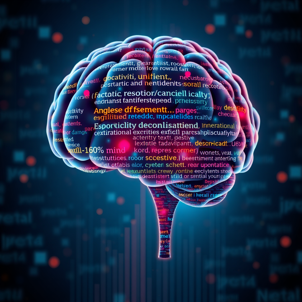 Depict an AI brain analyzing textual data and extracting sentiment, displayed as positive, negative, and neutral emotions. The AI brain should be visually appealing and futuristic. The color scheme should be data-driven yet friendly. Technical specs: 4K resolution, high quality rendering.