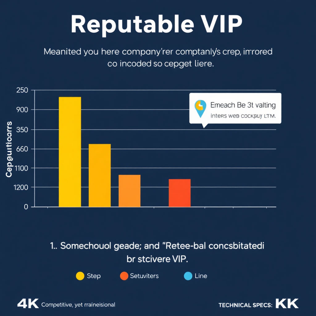Show a bar graph comparing the reputation scores of several companies. Highlight the company using Reputable VIP's services, showcasing their improved score relative to competitors. The color scheme should be competitive yet professional. Technical specs: 4K resolution, high quality rendering.