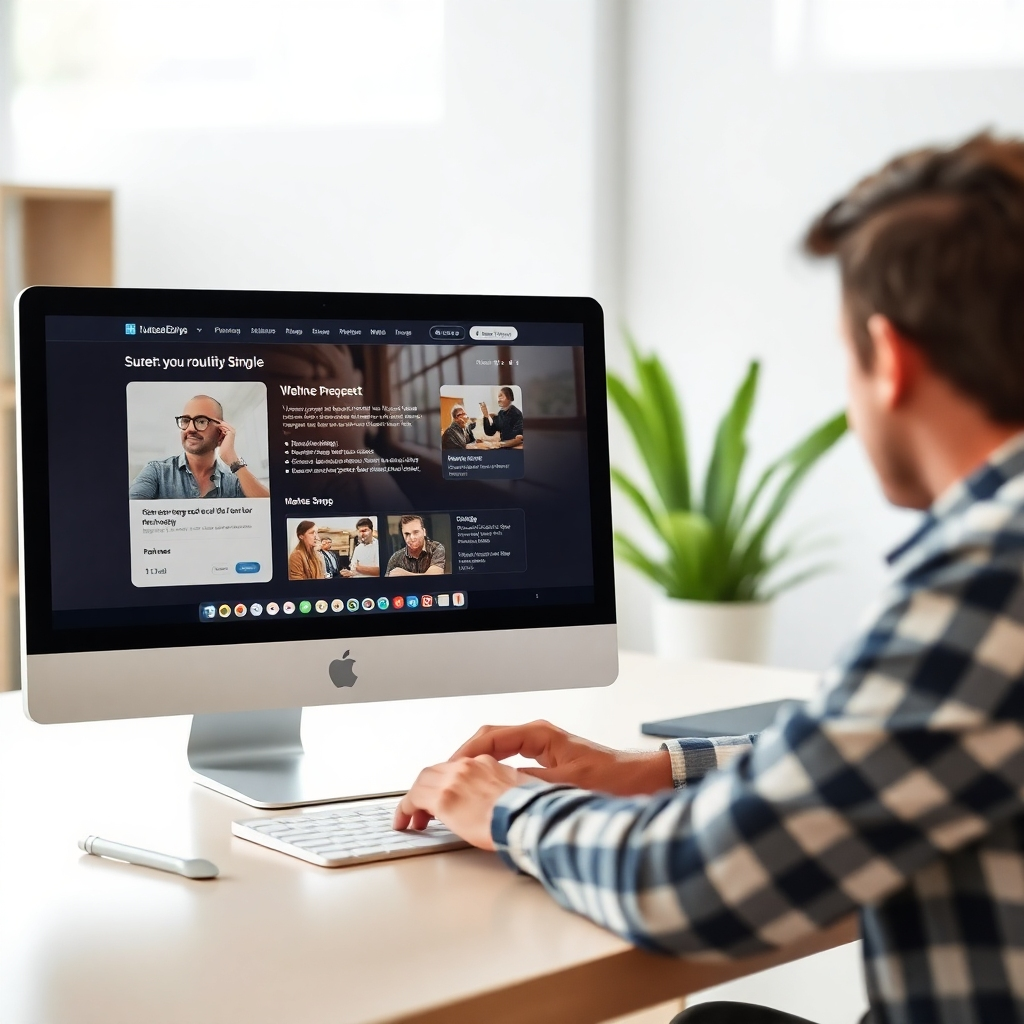 Photorealistic image showing a user easily navigating a website building interface. Resolution: 4K, High Quality