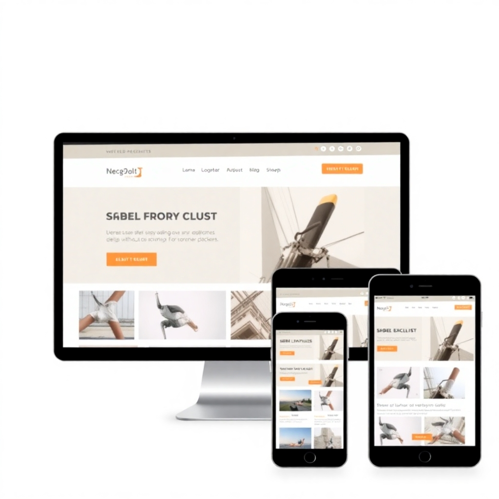 Stylized image showing a responsive website design adapting seamlessly to different screen sizes (desktop, tablet, mobile). The design elements should be clean and visually appealing. The color palette is clean and neutral. Style references: web design mockups. Resolution: 4K, high quality.