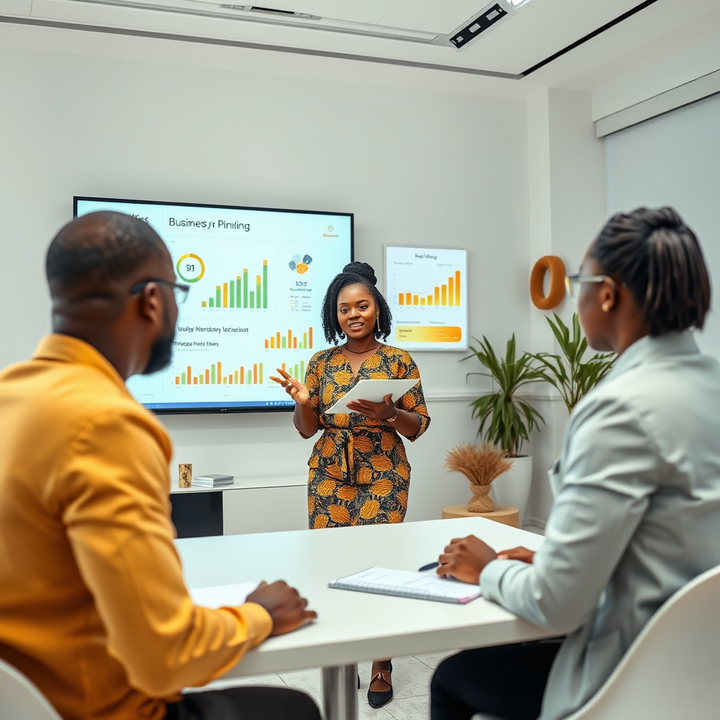 African entrepreneur presenting