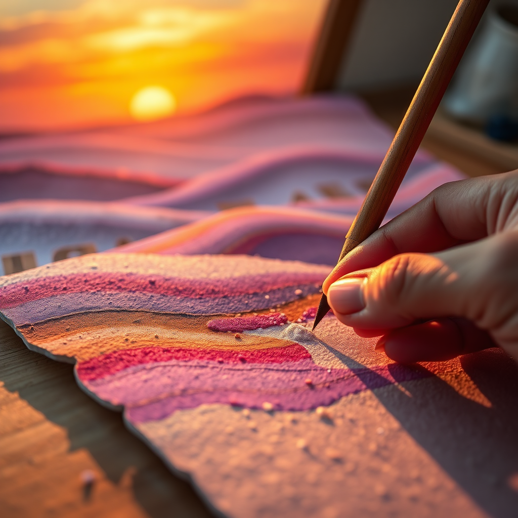 A close-up, highly detailed photorealistic image focusing on the texture and brushstrokes of an oil painting. The image should showcase the artist's technique, with visible impasto and blending techniques.  The subject matter could be a still life or a portion of a larger landscape, allowing the viewer to appreciate the detail and skill involved in creating the artwork. The lighting should be carefully controlled to highlight the texture and three-dimensionality of the paint.