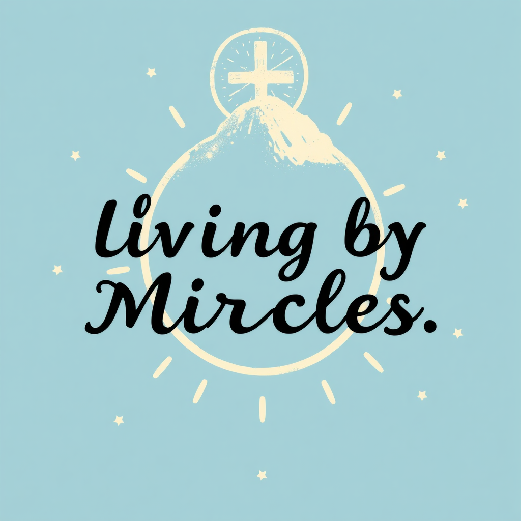 A stylized image representing the manifestation of miracles. Visualize a group of people standing in a circle, holding hands. Above them, a shower of light rains down, symbolizing blessings and answered prayers. The background is a soft, blurred landscape. The color palette is vibrant and uplifting, with shades of blue, green, and gold. The overall style is slightly abstract, with a focus on conveying hope and divine power. 4K resolution, high quality.