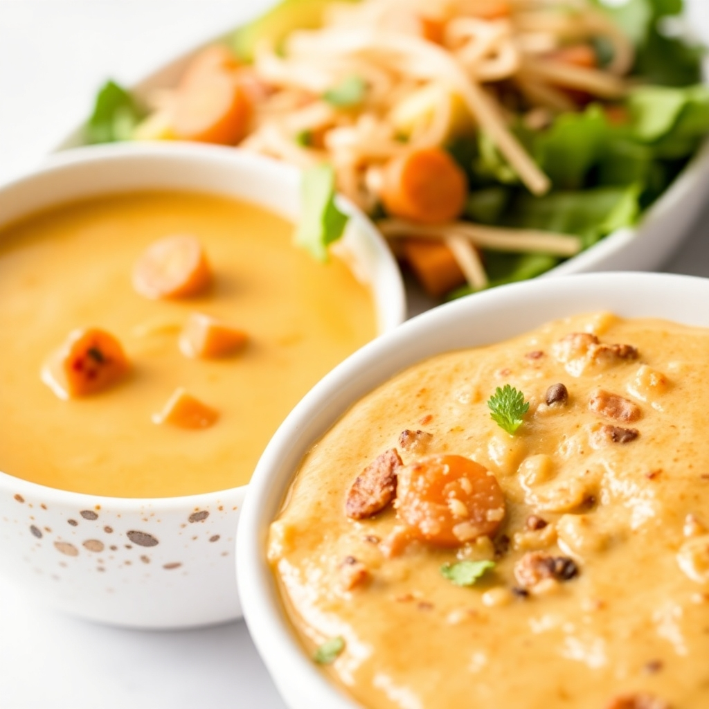Close up images of appetizing keto meals, such as creamy soups, fresh salads or savory keto-baked goods, highlighted against a light and airy background. Focus on visual appeal and freshness.