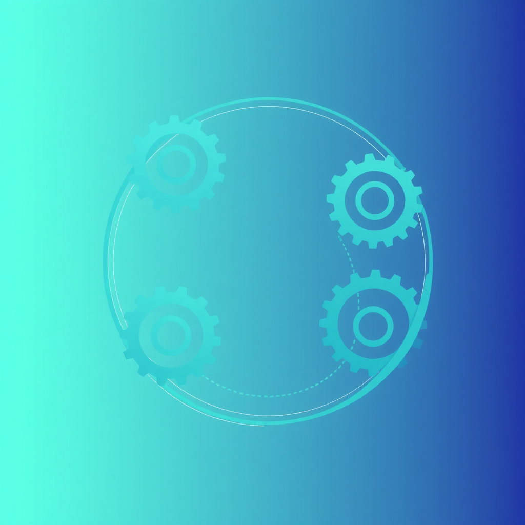 A visual representation of a continuous loop or cycle, composed of interconnected gears and flowing lines, symbolizing the iterative process of web development. Color Palette: A gradient of blues and greens, representing progress and growth. Technical specs: 4K, stylized.