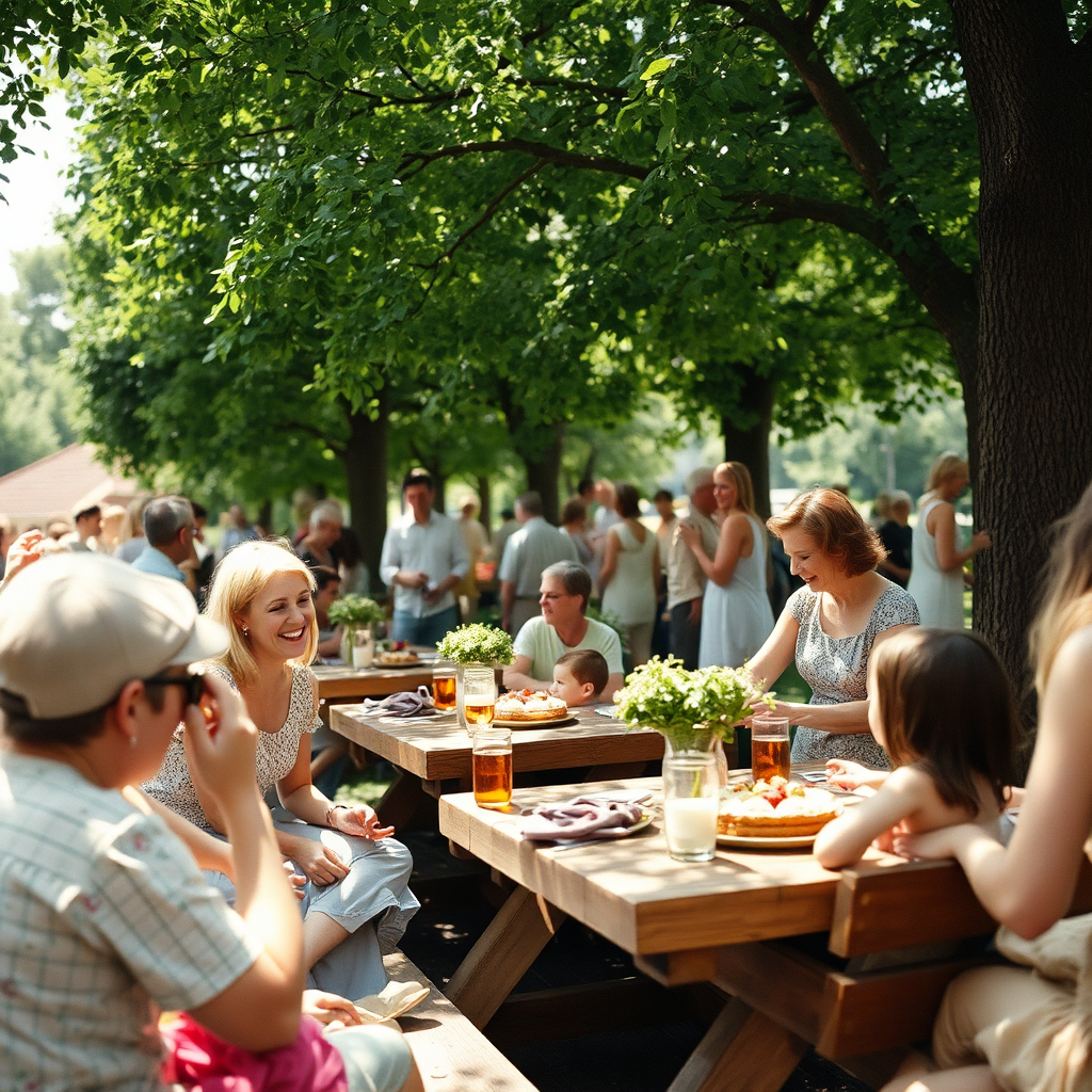 Fröhliche Menschen beim sommerlichen Pfarrfest