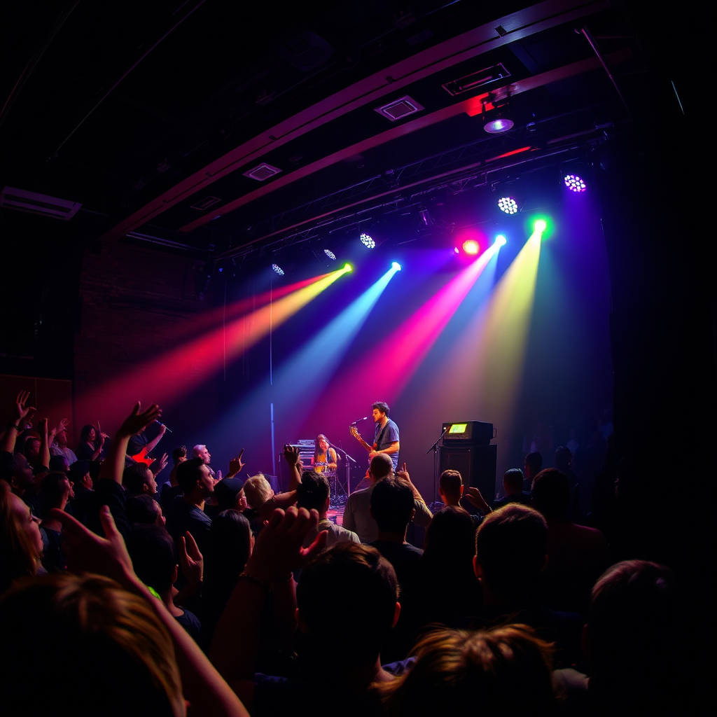 Live performance of a band on stage