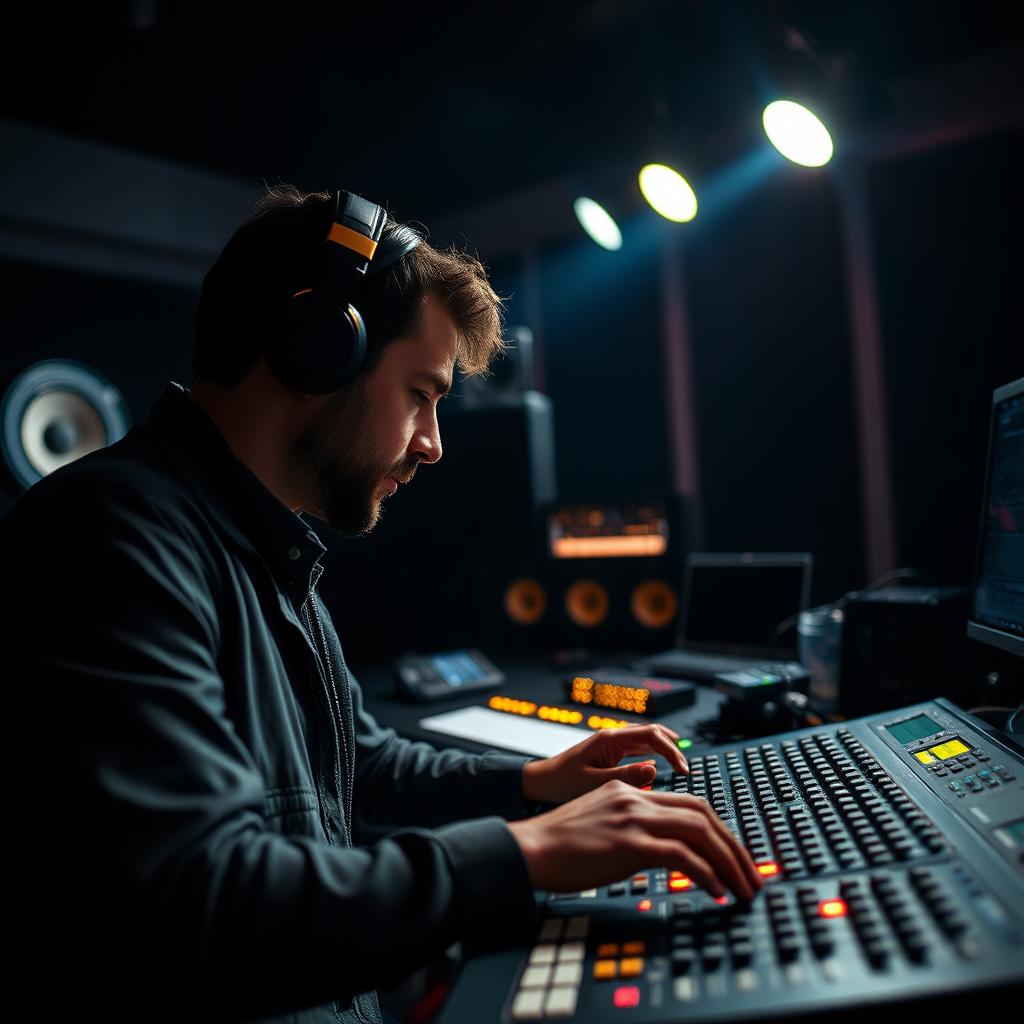Music producer in a studio