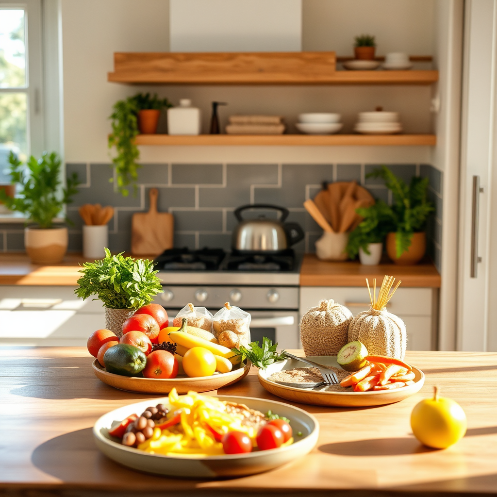 Fresh groceries arranged for budget cooking