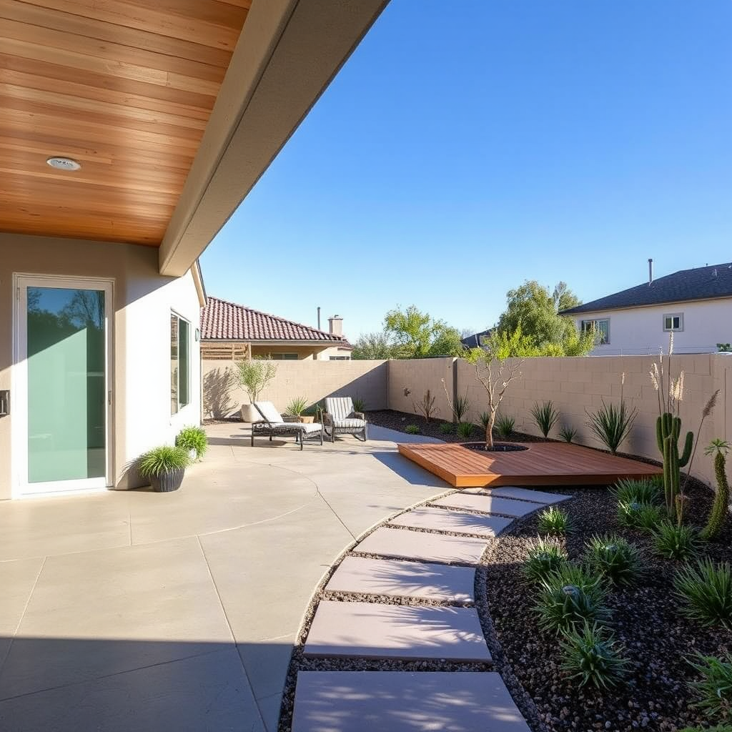 Project: Contemporary backyard with stone patio