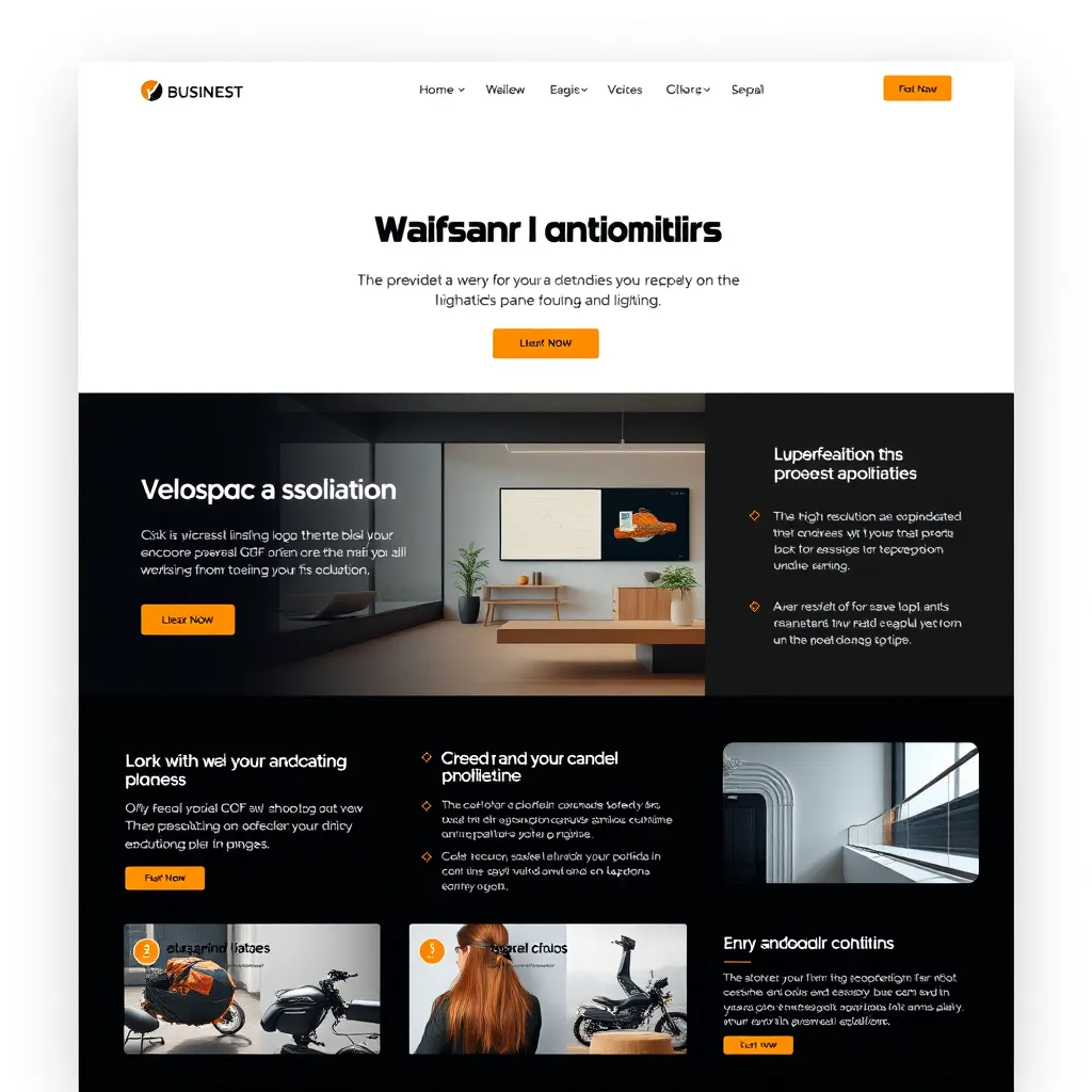 A modern, minimalist website design showcasing a clean layout, high-quality images, and a user-friendly interface. The website should feature a business logo, clear call-to-action buttons, and engaging content.