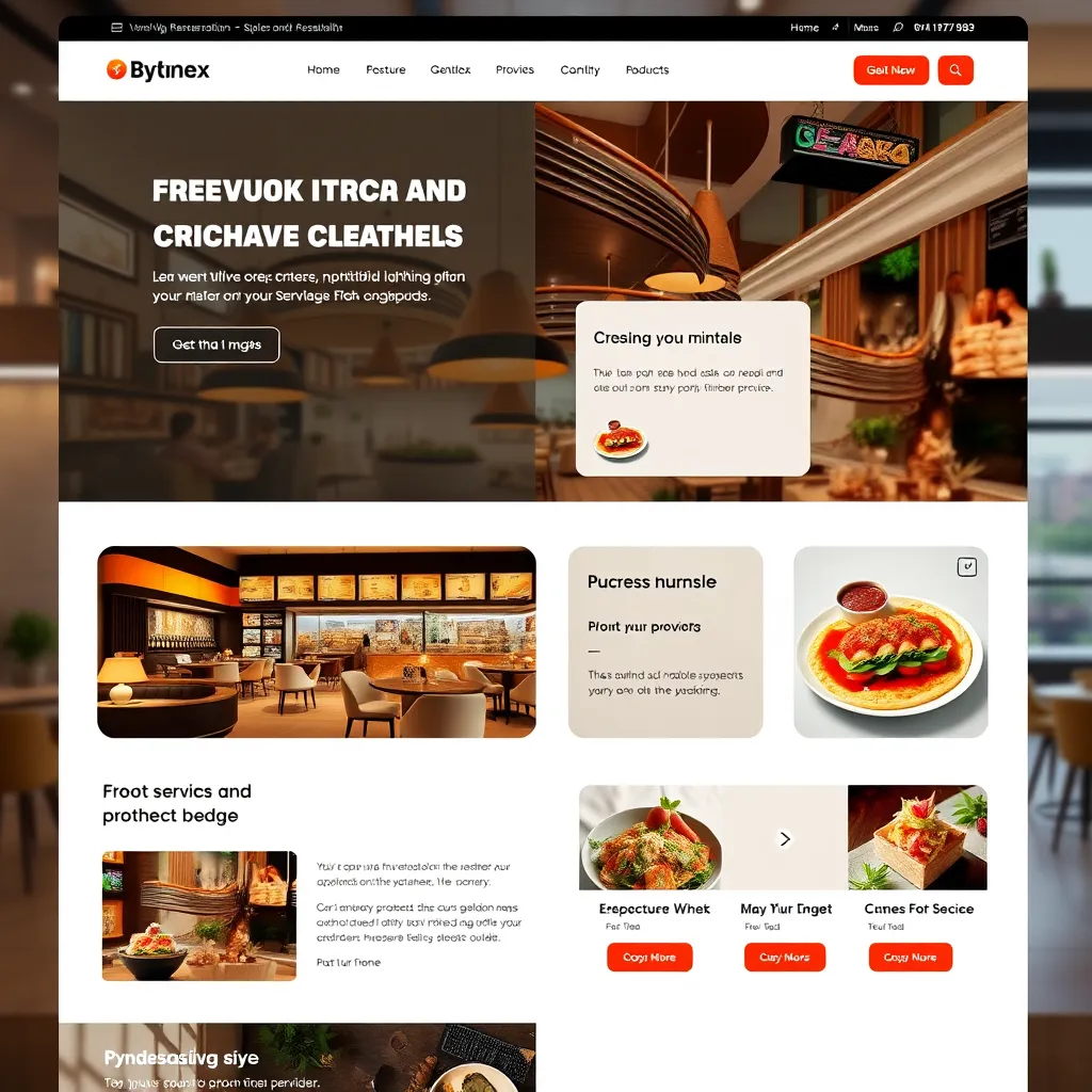 A modern, visually appealing website design with a sleek and intuitive layout, showcasing various features and functionalities tailored to a specific business sector, like a restaurant, a retail store, or a service provider. The website design should be user-friendly and visually engaging, reflecting the needs of the target audience.