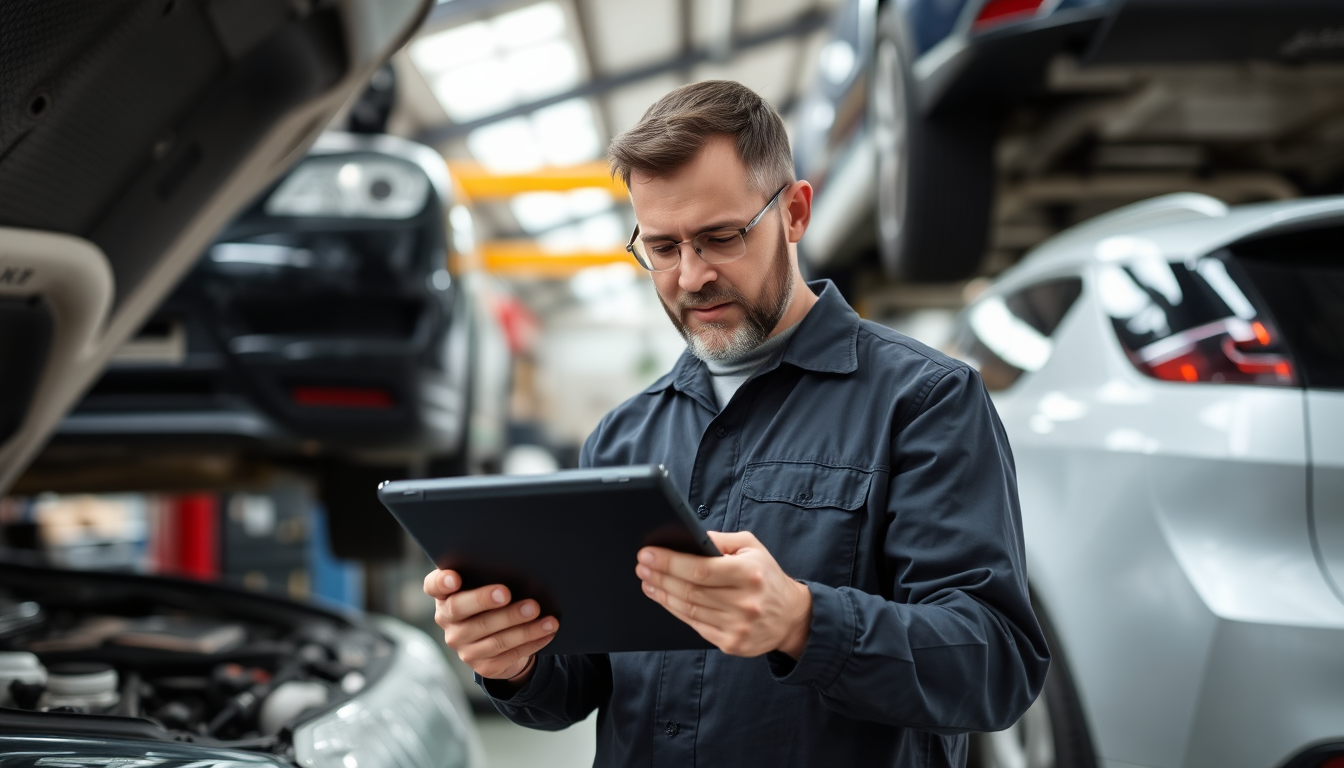 Local service business owner using tablet