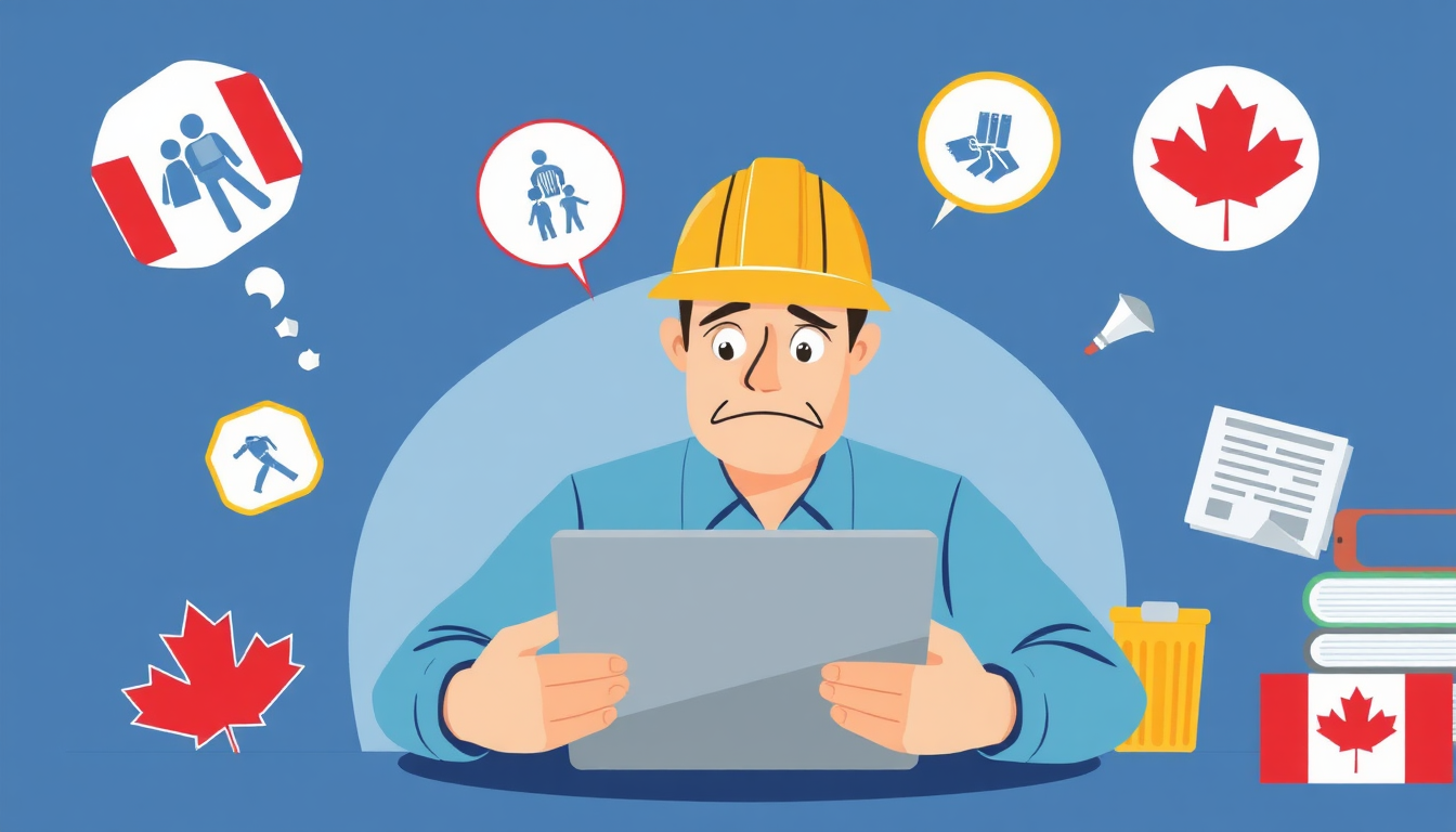 Frustrated Canadian contractor looking at a non-responsive website on a phone