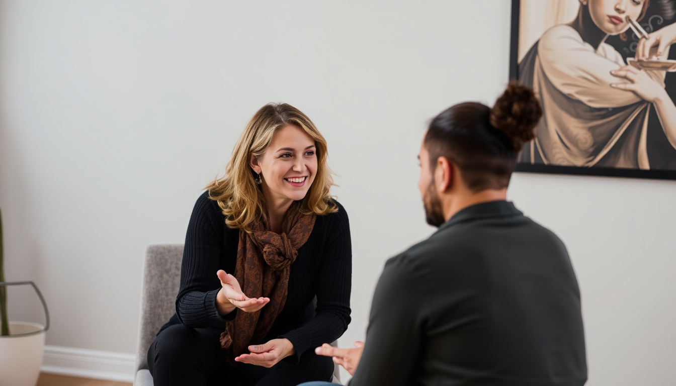 Life coach working with client