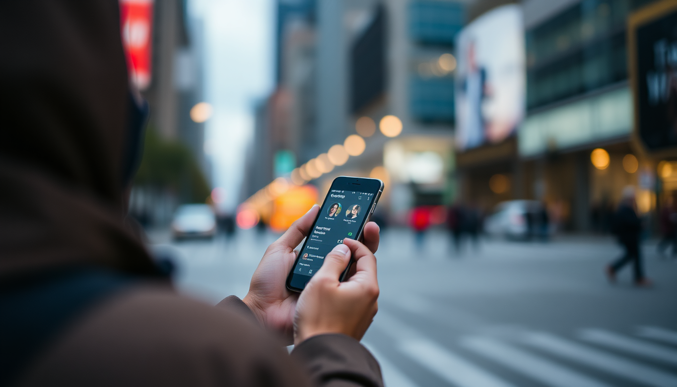 Person searching on mobile phone